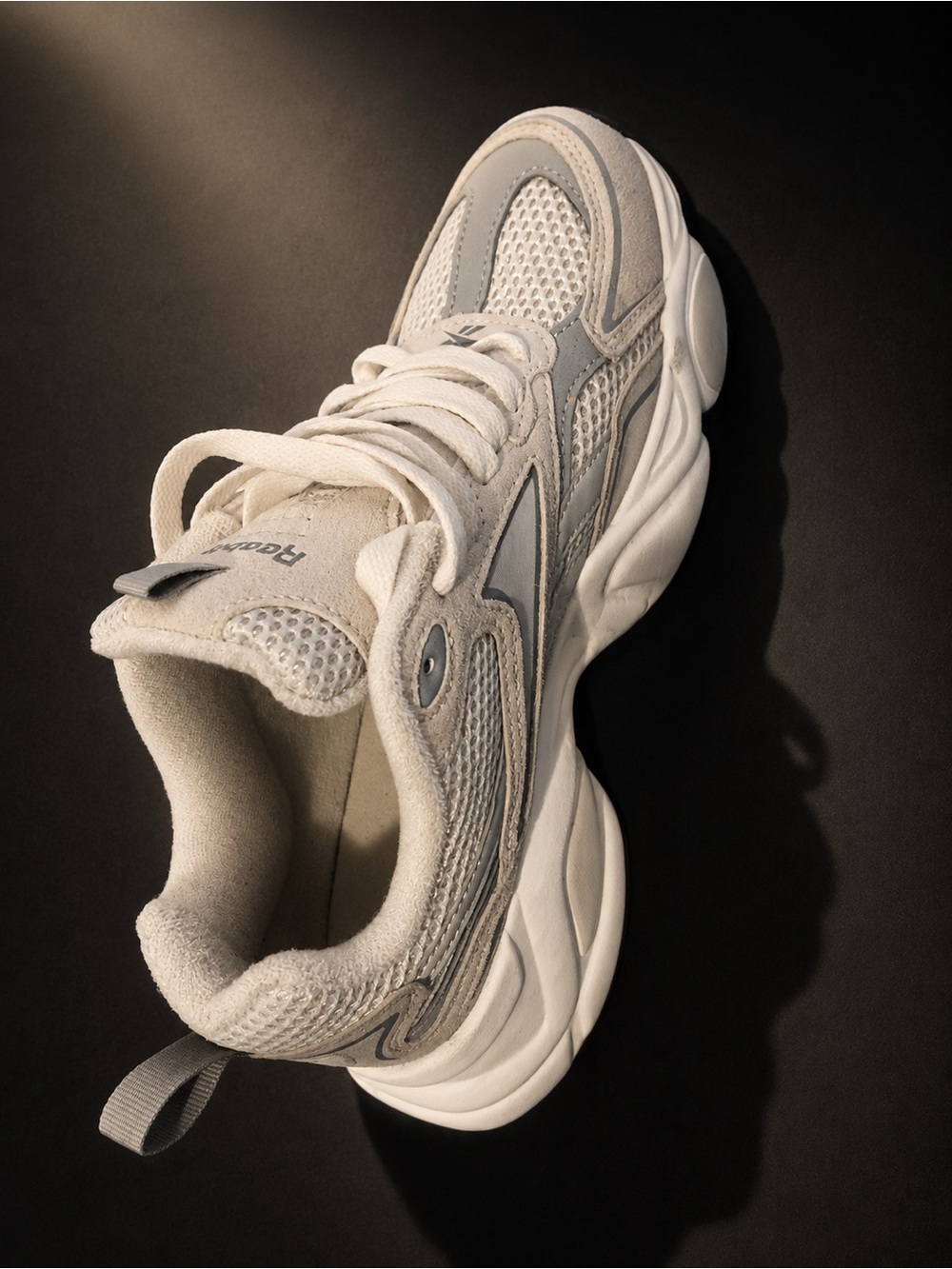 Reebok Women’s Gray & White Mesh Suede-Trim Sneaker